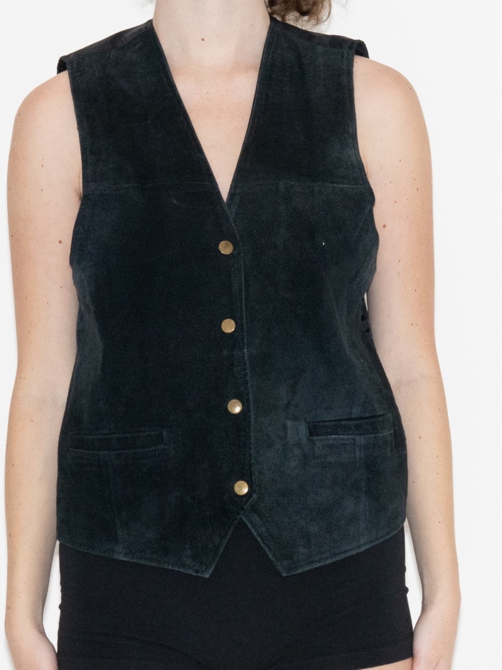 Vintage black suede vest button up size medium don't stop classics leather